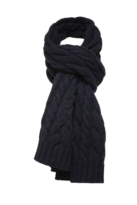 Sherlock Navy Cashmere Double Cable Scarf - Drakoi Marketplace