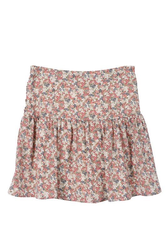 Shirred floral skirt - Drakoi Marketplace