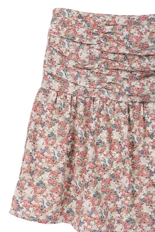 Shirred floral skirt - Drakoi Marketplace