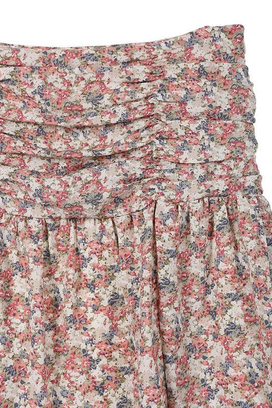 Shirred floral skirt - Drakoi Marketplace