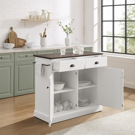 Shoreline Kitchen Island White/Dark Brown - Drakoi Marketplace