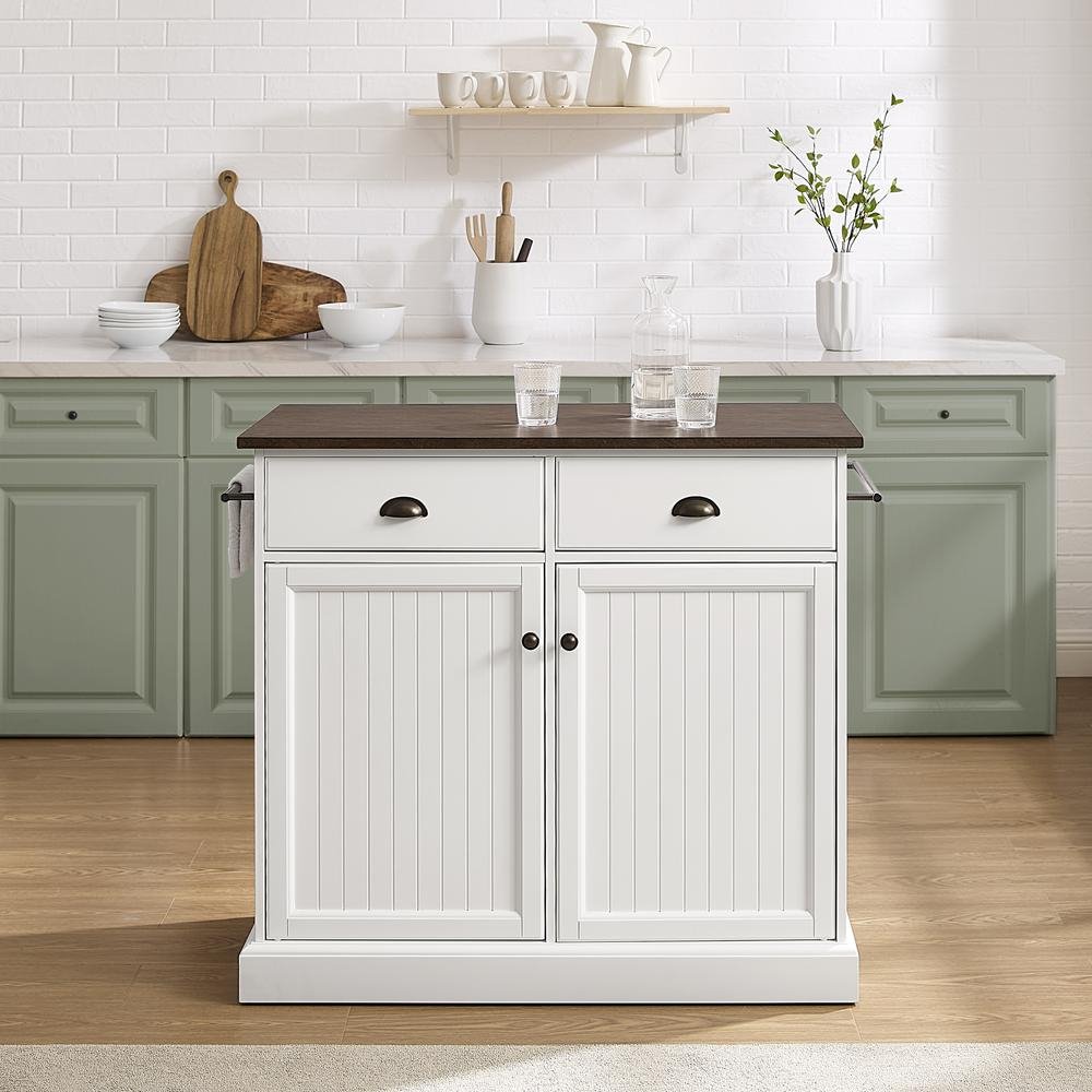 Shoreline Kitchen Island White/Dark Brown - Drakoi Marketplace