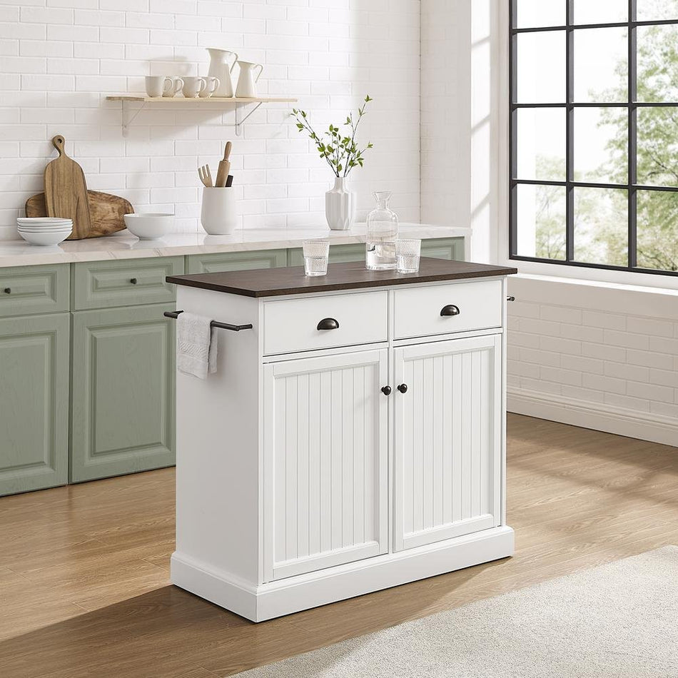 Shoreline Kitchen Island White/Dark Brown - Drakoi Marketplace