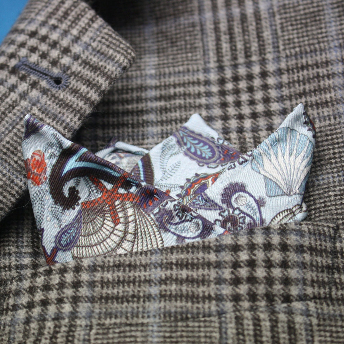 Silk printed pocket square White - Drakoi Marketplace