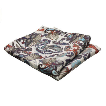 Silk printed pocket square White - Drakoi Marketplace