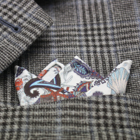 Silk printed pocket square White - Drakoi Marketplace