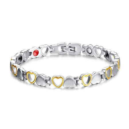 Silver and Gold Heart Magnetic Health Bracelet for women - Drakoi Marketplace