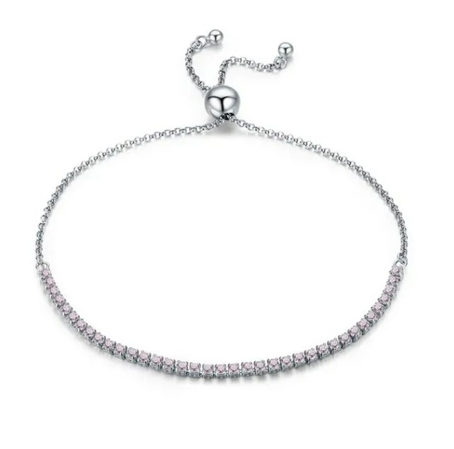 Silver Pink Tennis Bracelet for Women - Drakoi Marketplace