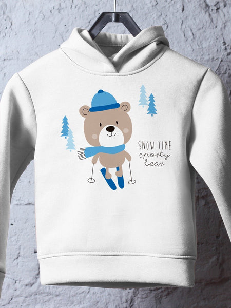 Snow Time Sporty Bear Hoodie -Image by Shutterstock - Drakoi Marketplace