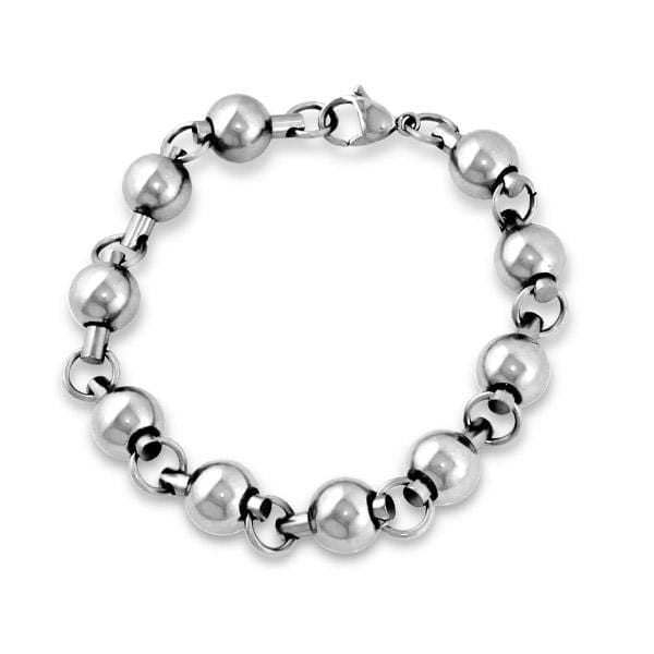 Stainless Steel Beaded Bracelet For Men 22 CM - Drakoi Marketplace