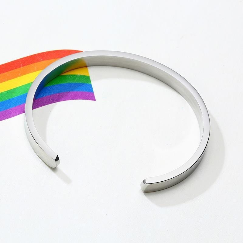 Stainless Steel Enamel Rainbow Cuff Bracelet - Drakoi Marketplace