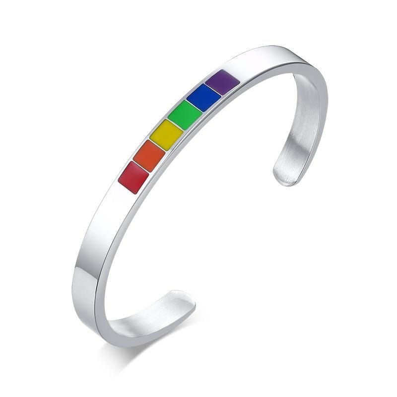 Stainless Steel Enamel Rainbow Cuff Bracelet - Drakoi Marketplace