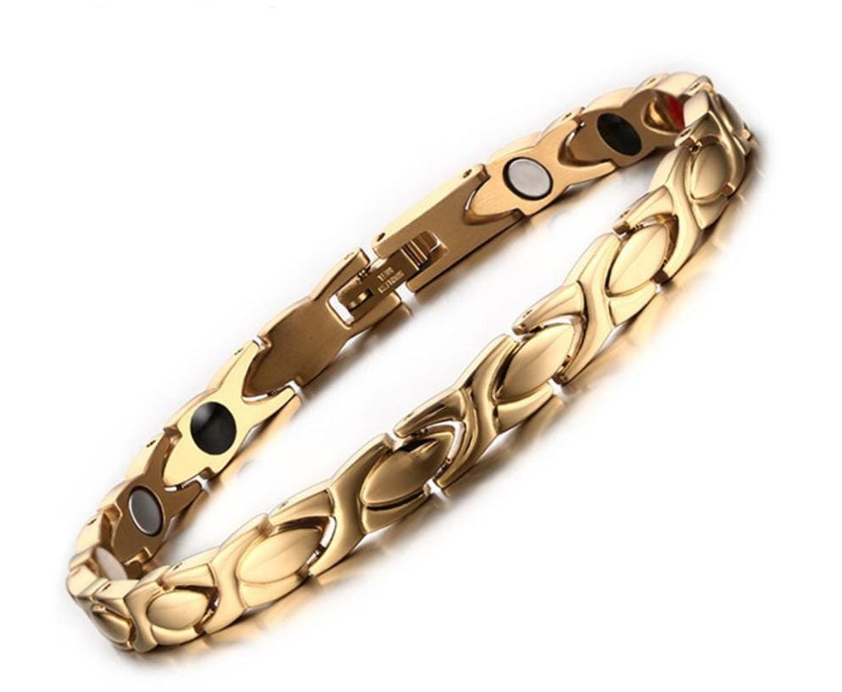 Stainless Steel Gold Mens Magnetic Bracelet - Drakoi Marketplace