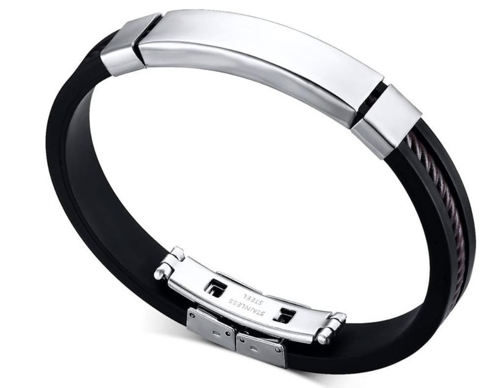 Stainless Steel ID Rubber Bracelet - Drakoi Marketplace