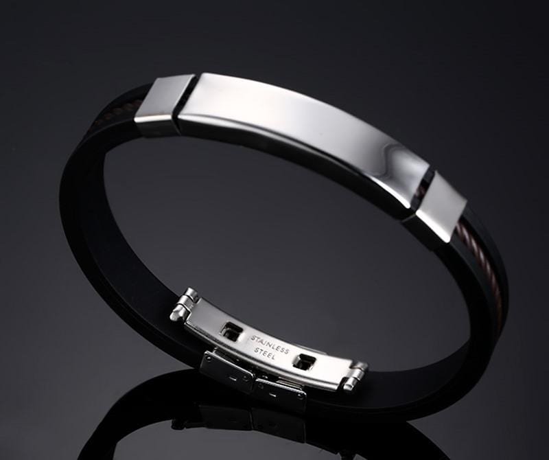 Stainless Steel ID Rubber Bracelet - Drakoi Marketplace