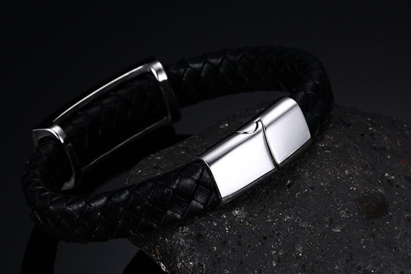 Stainless Steel Masonic Leather Bracelet - Drakoi Marketplace