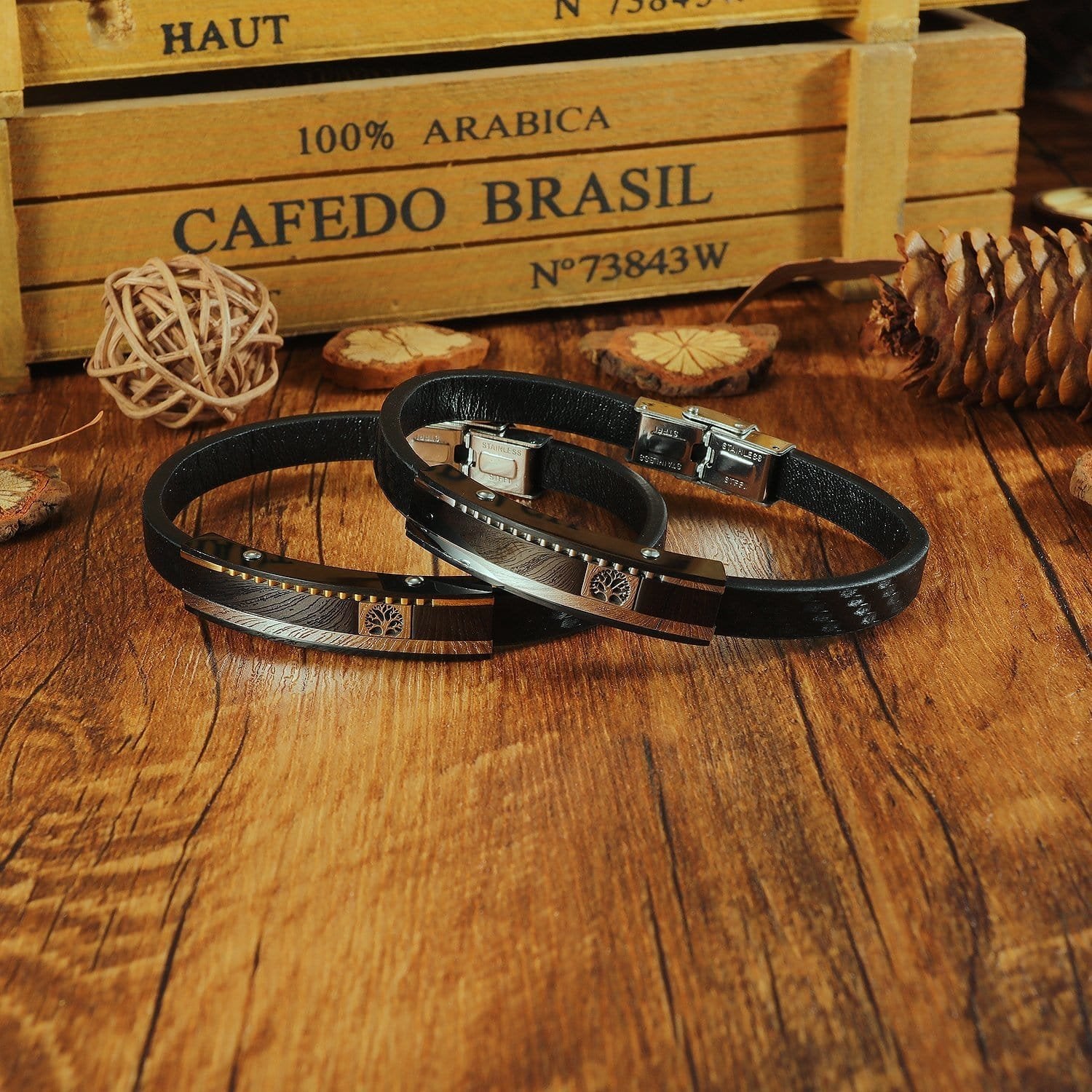 Stainless Steel Mens Leather Bracelet - Drakoi Marketplace