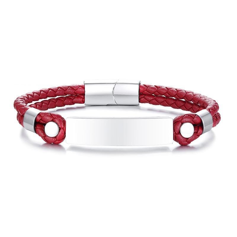 Stainless Steel Men's Leather ID Bracelet - Drakoi Marketplace