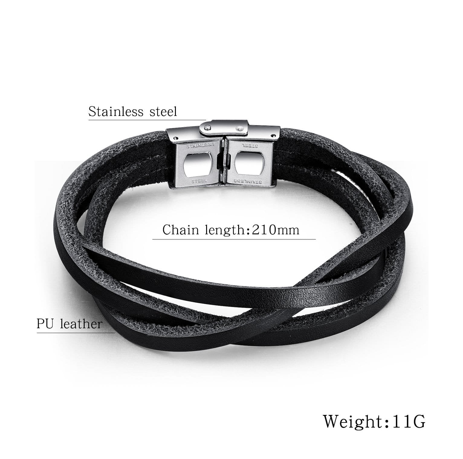 Stainless Steel Multi Strand Leather Bracelet - Drakoi Marketplace