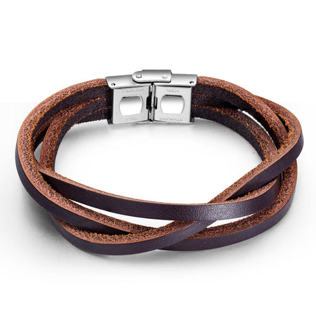 Stainless Steel Multi Strand Leather Bracelet - Drakoi Marketplace