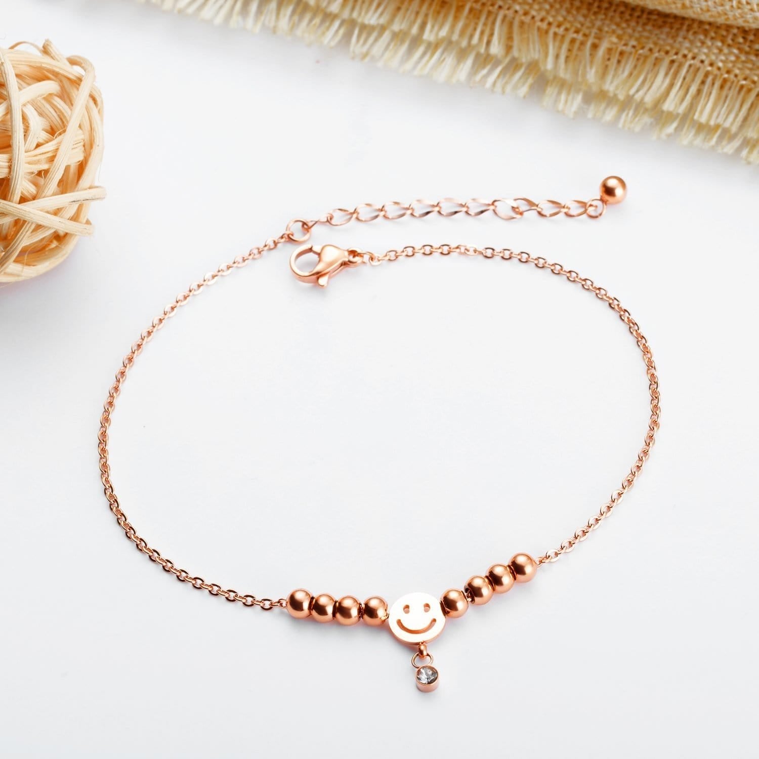 Stainless Steel Rose Gold Anklet Bracelet - Drakoi Marketplace