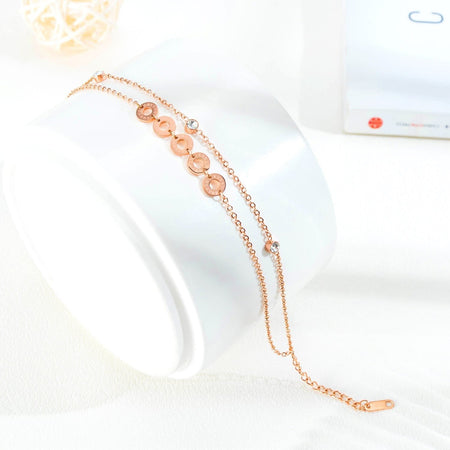 Stainless Steel Rose Gold CZ Anklet Bracelet - Drakoi Marketplace