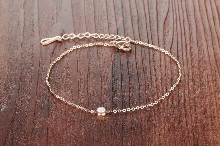 Stainless Steel Rose Gold CZ Anklet Bracelet - Drakoi Marketplace