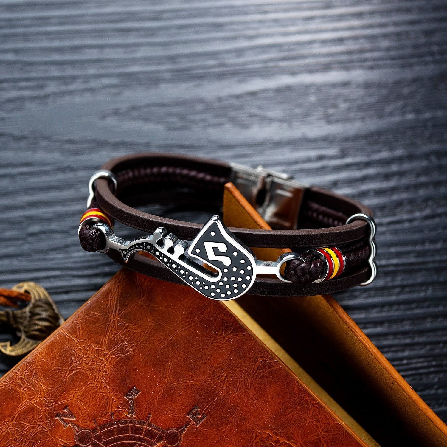 Steel Black Music Leather Bracelets - Drakoi Marketplace