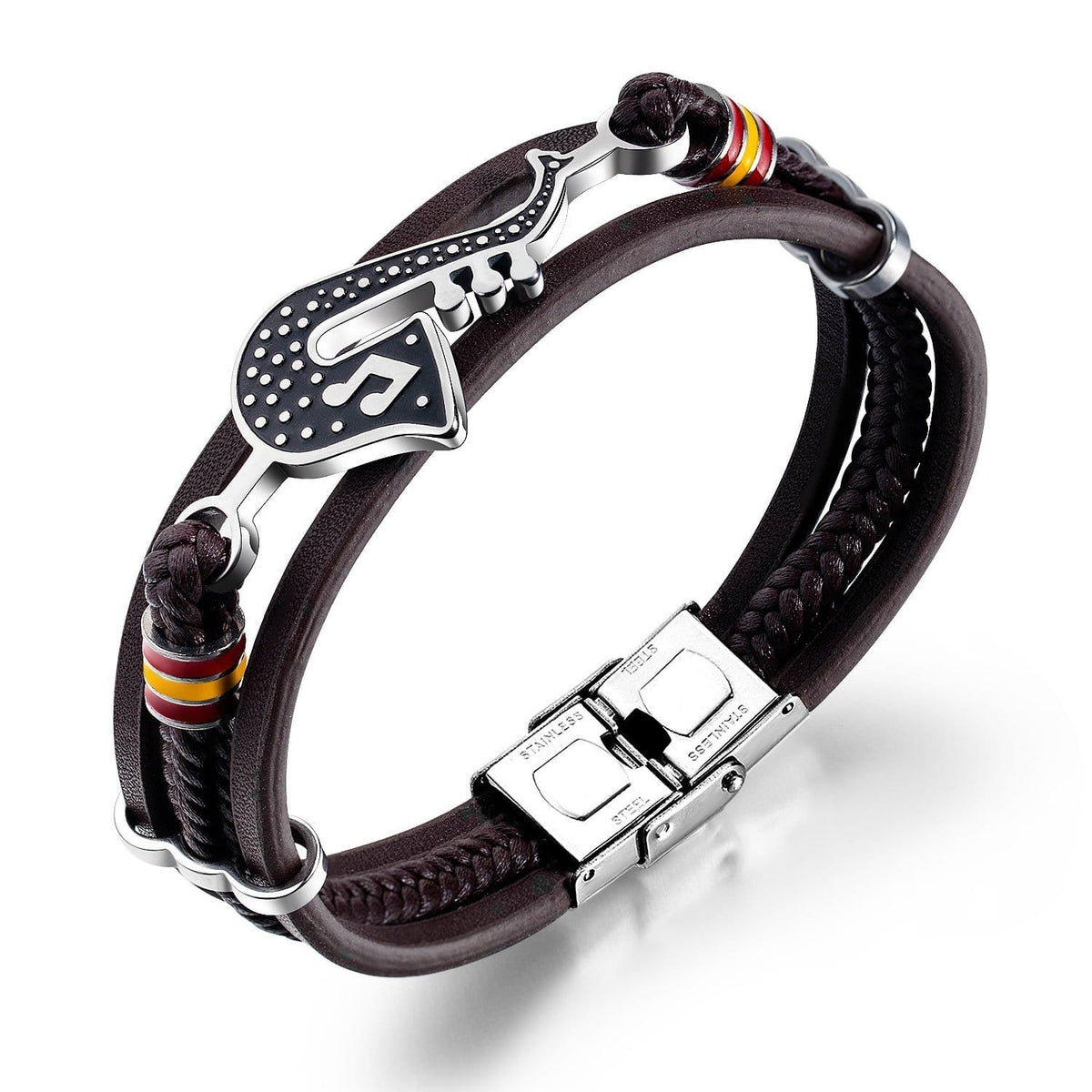 Steel Black Music Leather Bracelets - Drakoi Marketplace