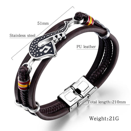 Steel Black Music Leather Bracelets - Drakoi Marketplace