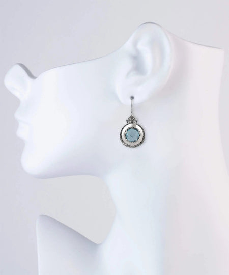 Sterling Silver Filigree Art Blue Topaz Gemstone Women Drop Earrings - Drakoi Marketplace