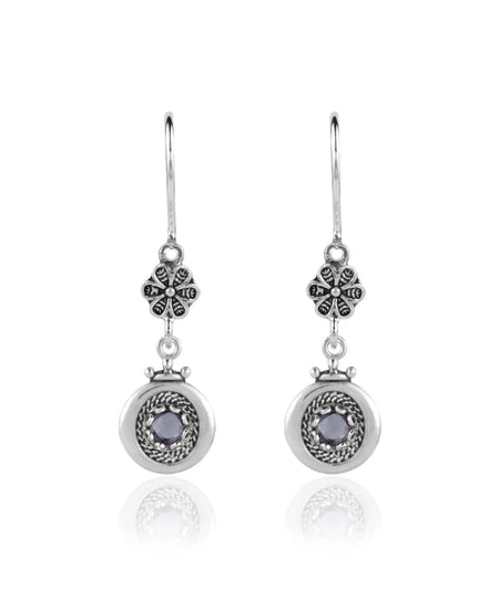 Sterling Silver Filigree Art Gemstone Women Dangle Earrings - Drakoi Marketplace