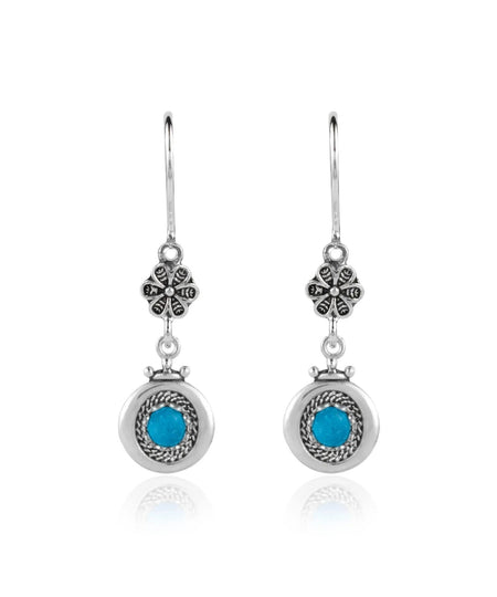 Sterling Silver Filigree Art Gemstone Women Dangle Earrings - Drakoi Marketplace