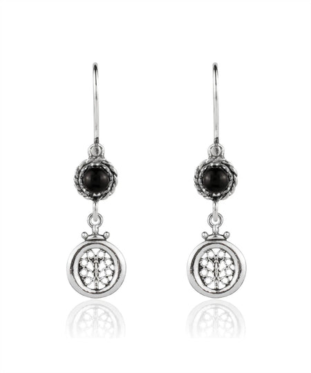 Sterling Silver Filigree Art Gemstone Women Dangle Earrings - Drakoi Marketplace