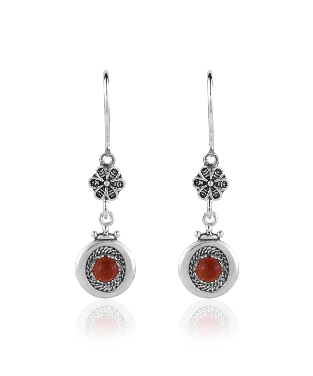 Sterling Silver Filigree Art Gemstone Women Dangle Earrings - Drakoi Marketplace