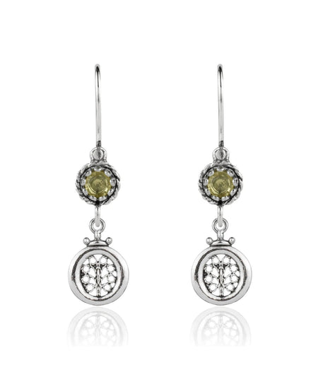 Sterling Silver Filigree Art Gemstone Women Dangle Earrings - Drakoi Marketplace