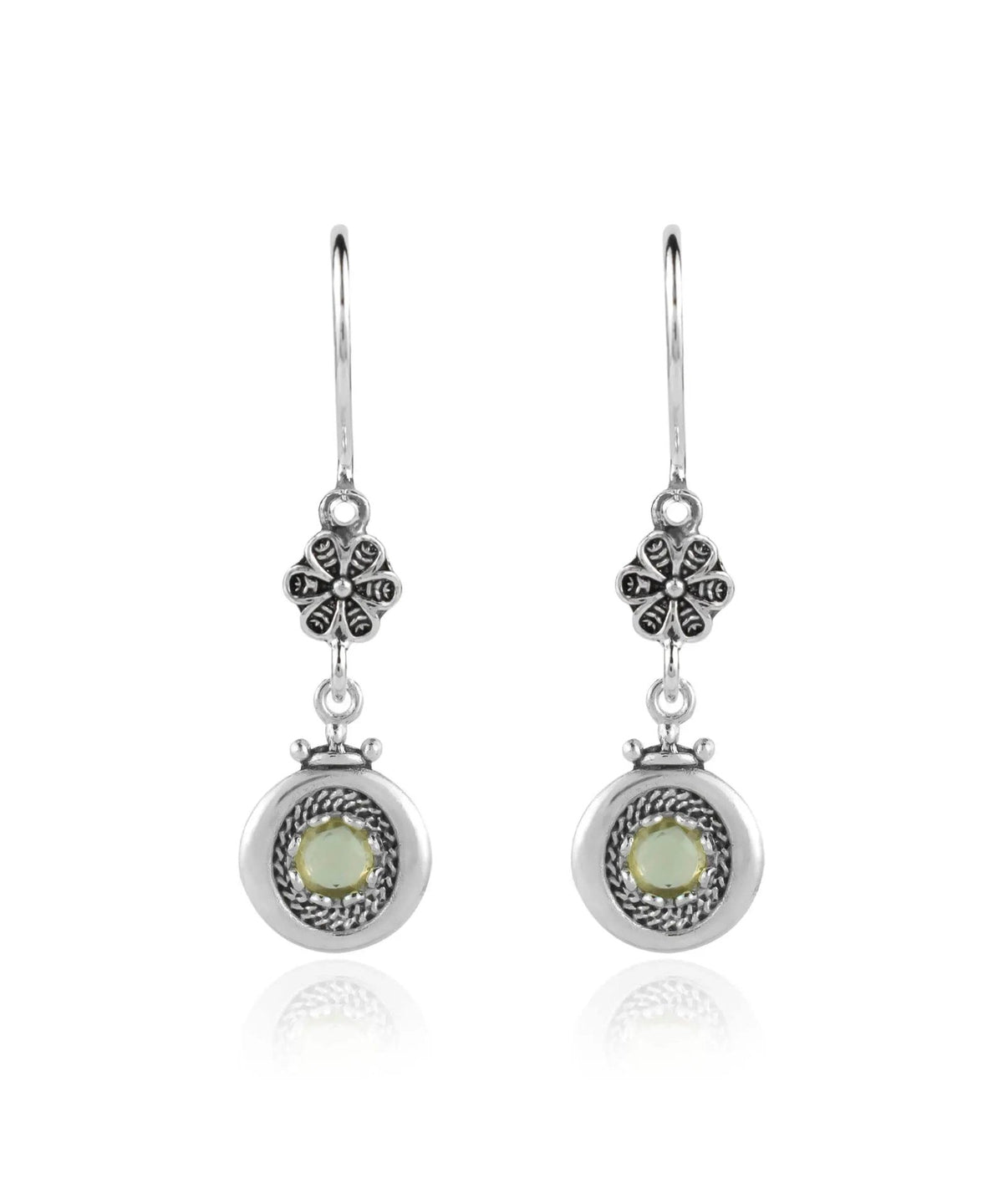 Sterling Silver Filigree Art Gemstone Women Dangle Earrings - Drakoi Marketplace