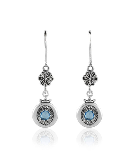 Sterling Silver Filigree Art Gemstone Women Dangle Earrings - Drakoi Marketplace