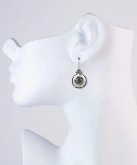 Sterling Silver Filigree Art Gray Moonstone Gemstone Women Drop Earrings - Drakoi Marketplace