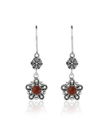 Sterling Silver Filigree Art Star Gemstone Women Dangle Earrings - Drakoi Marketplace