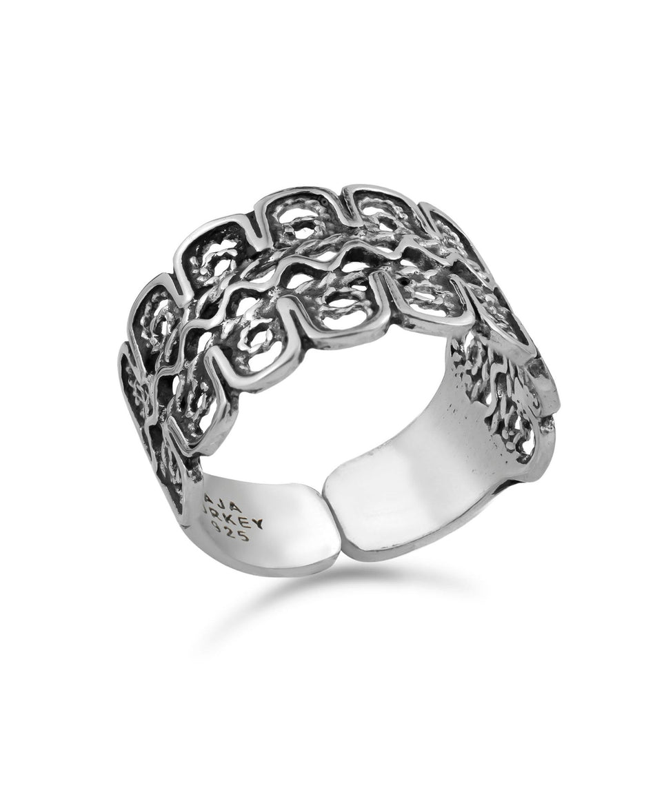 Sterling Silver Filigree Art Woman First Knuckle Band Ring - Drakoi Marketplace