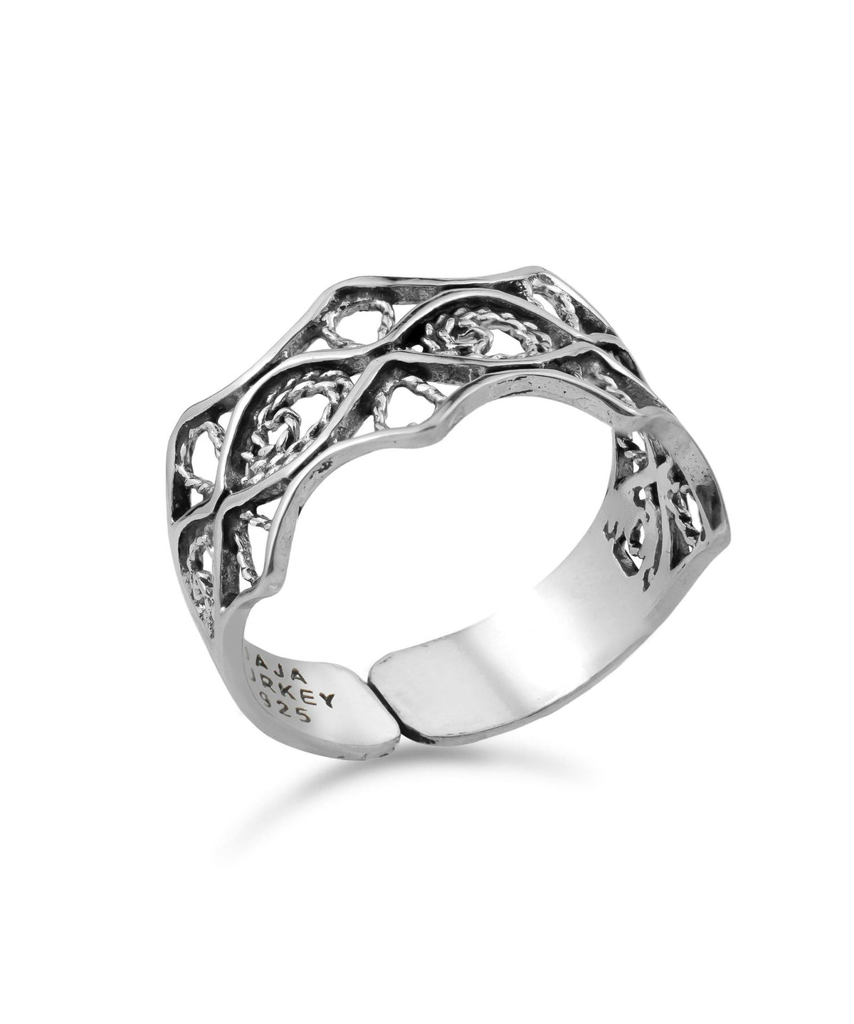 Sterling Silver Filigree Art Woman First Knuckle Band Ring - Drakoi Marketplace