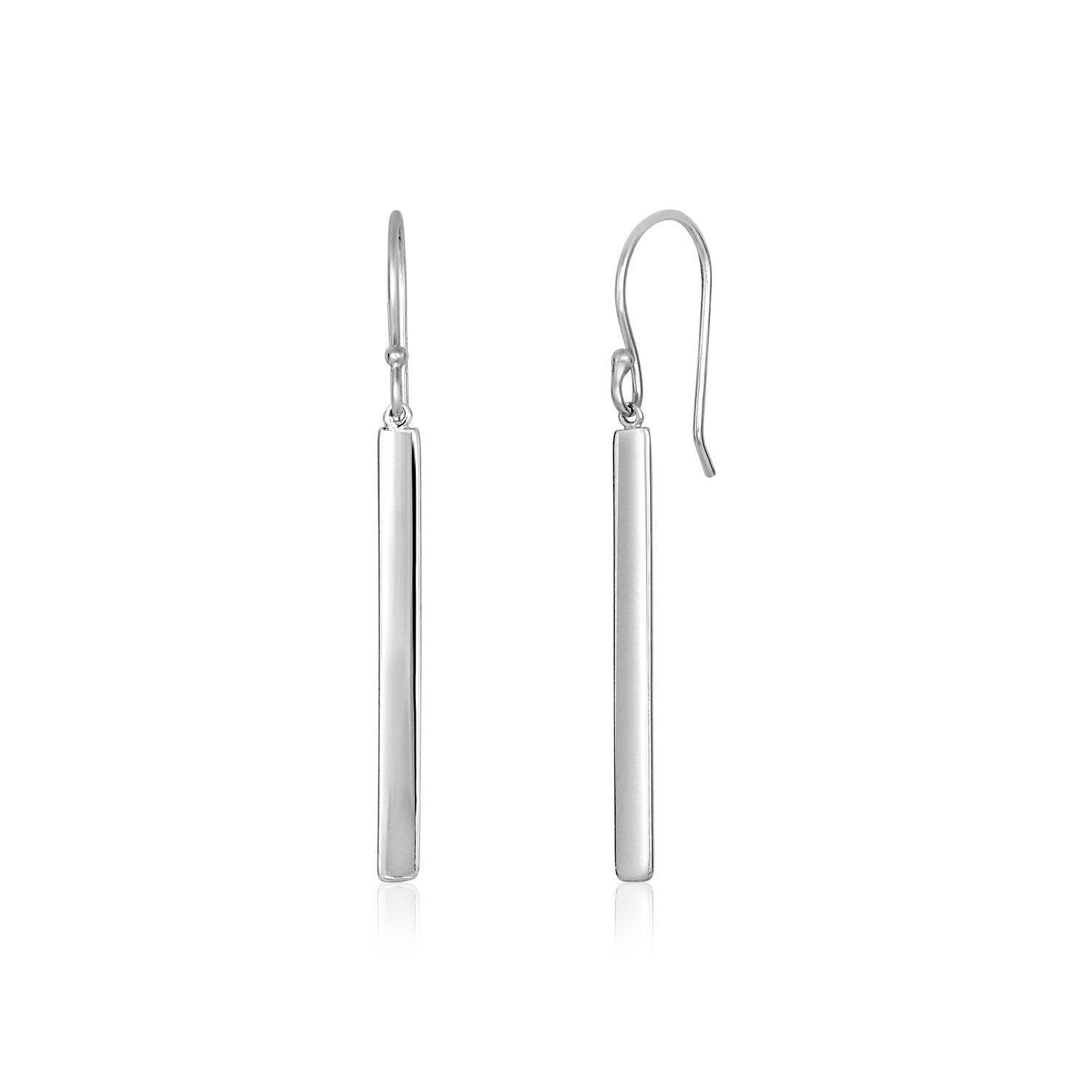 Sterling Silver Polished Bar Earrings - Drakoi Marketplace