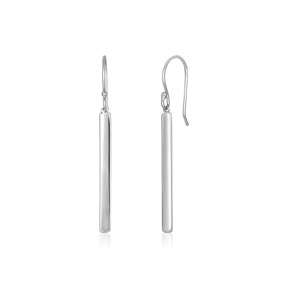 Sterling Silver Polished Bar Earrings - Drakoi Marketplace