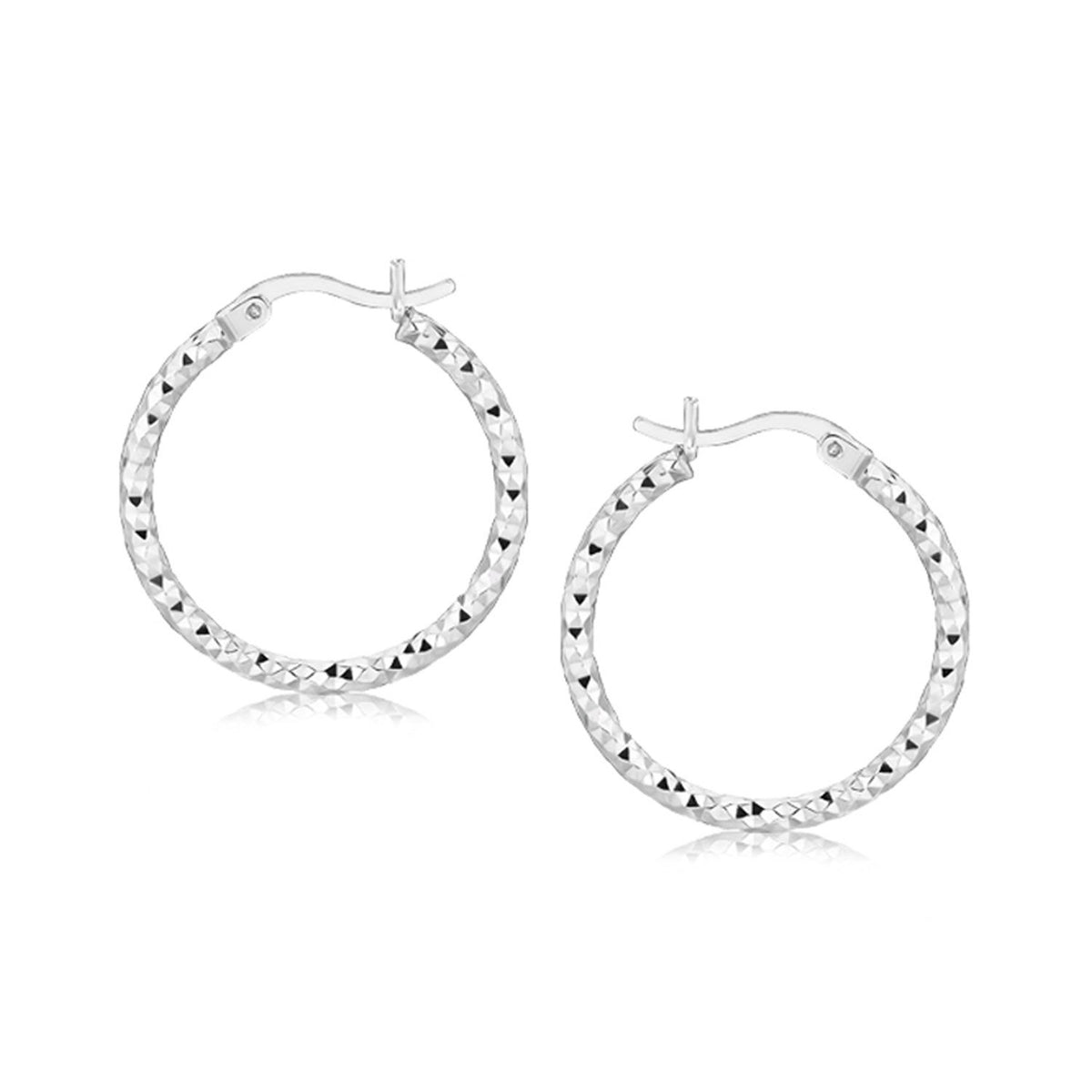 Sterling Silver Rhodium Plated Weave Like Hoop Style Earrings - Drakoi Marketplace