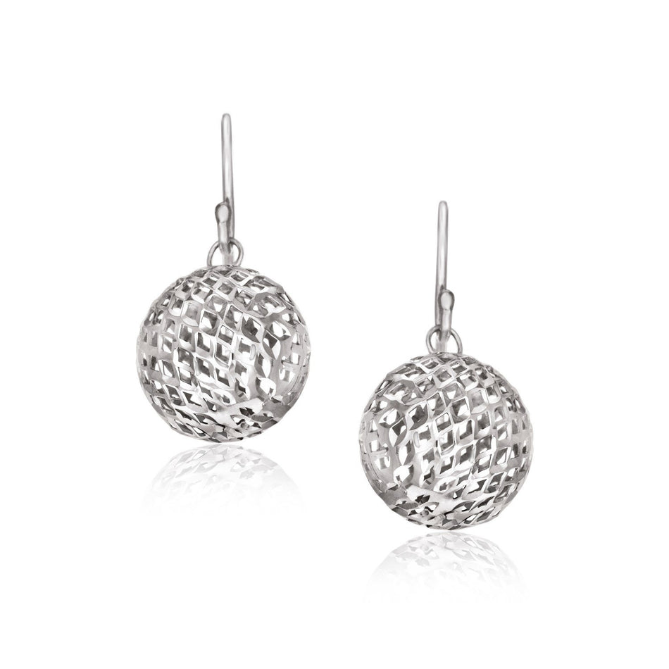 Sterling Silver Round Drop Earrings with Mesh Design - Drakoi Marketplace