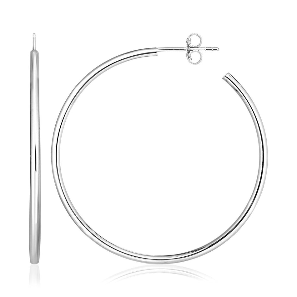 Sterling Silver Rounded Polished Hoop Earrings - Drakoi Marketplace