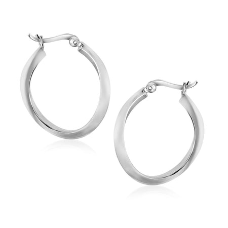 Sterling Silver Twist Design Oval Shape Hoop Earrings - Drakoi Marketplace