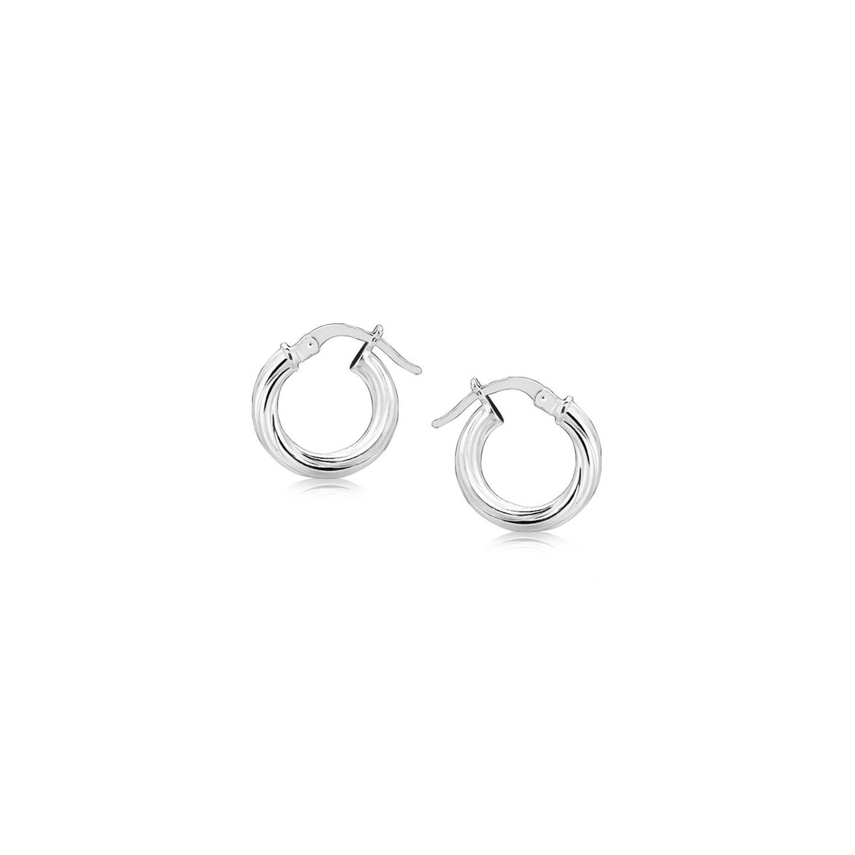 Sterling Silver Twist Style Small Size Hoop Earrings - Drakoi Marketplace