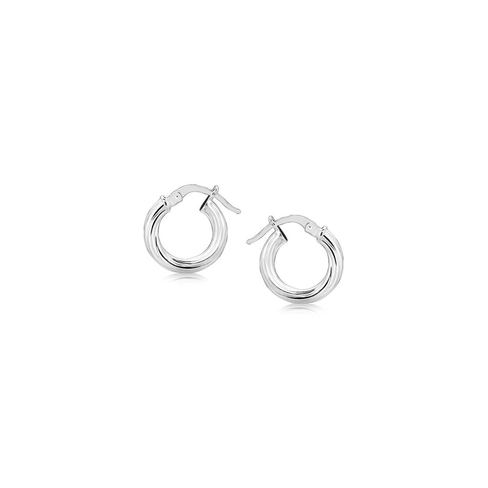 Sterling Silver Twist Style Small Size Hoop Earrings - Drakoi Marketplace